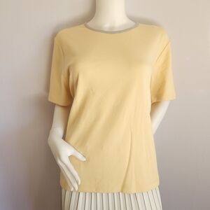 Sport Savvy Yellow Women's Short Sleeve Tee Classic Crew Neck Size L